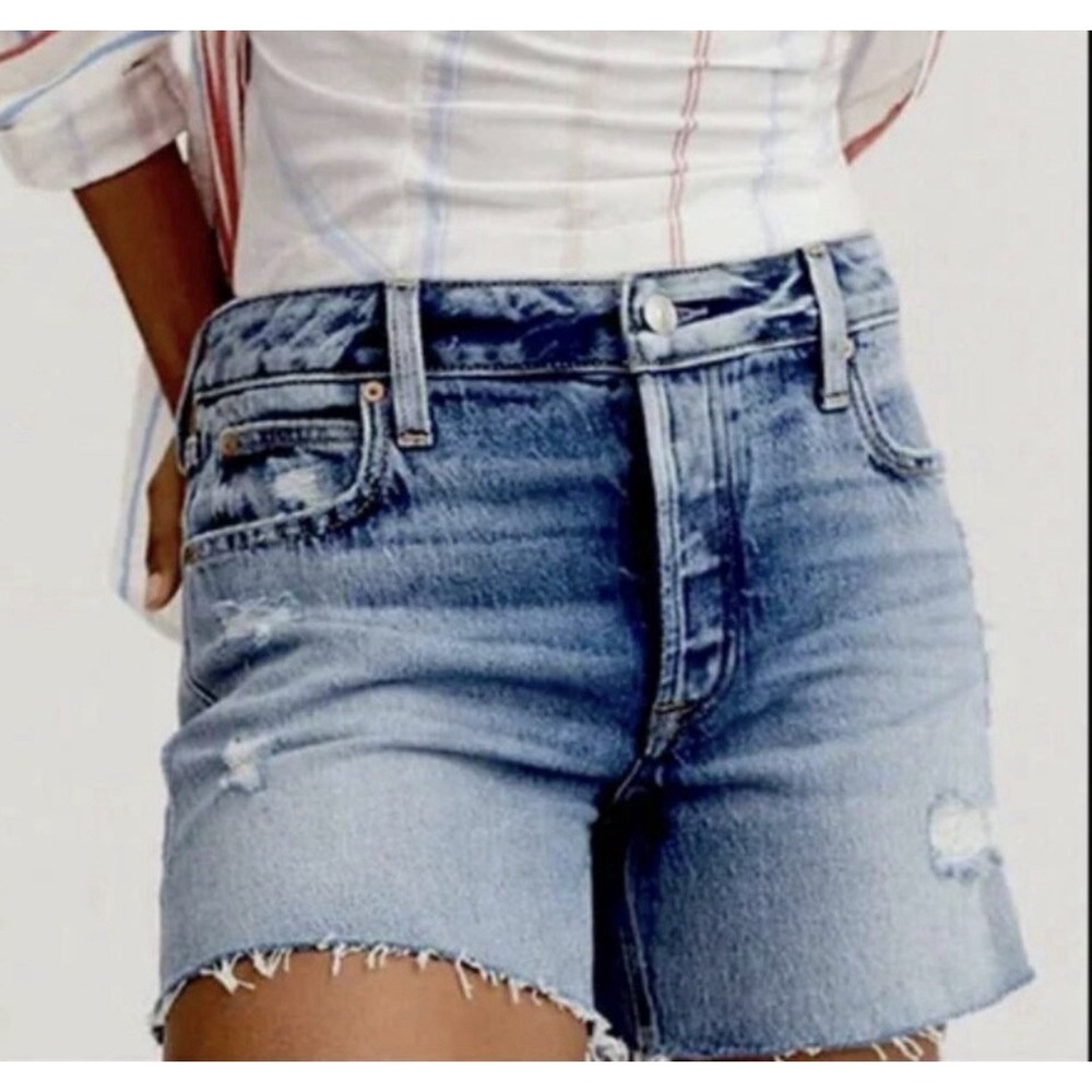 Goldie Blues Womens 5" Cheeky High-Rise Denim Shorts Curvy Fit Comfort Size 2‎